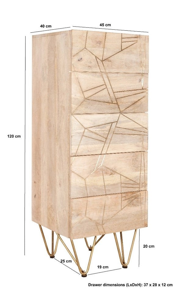IH Design Tall Chest of drawers Barbuto Light Mango