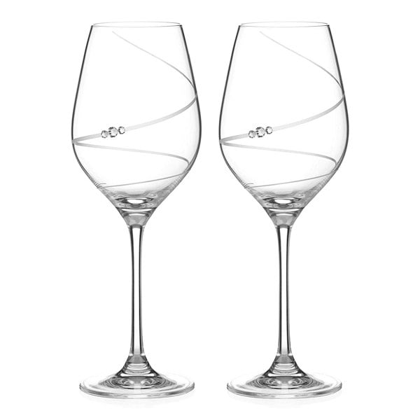 Diamante Toast Swirl Crystal Wine Glasses Adorned with Swarovski Crystals – Set of 2