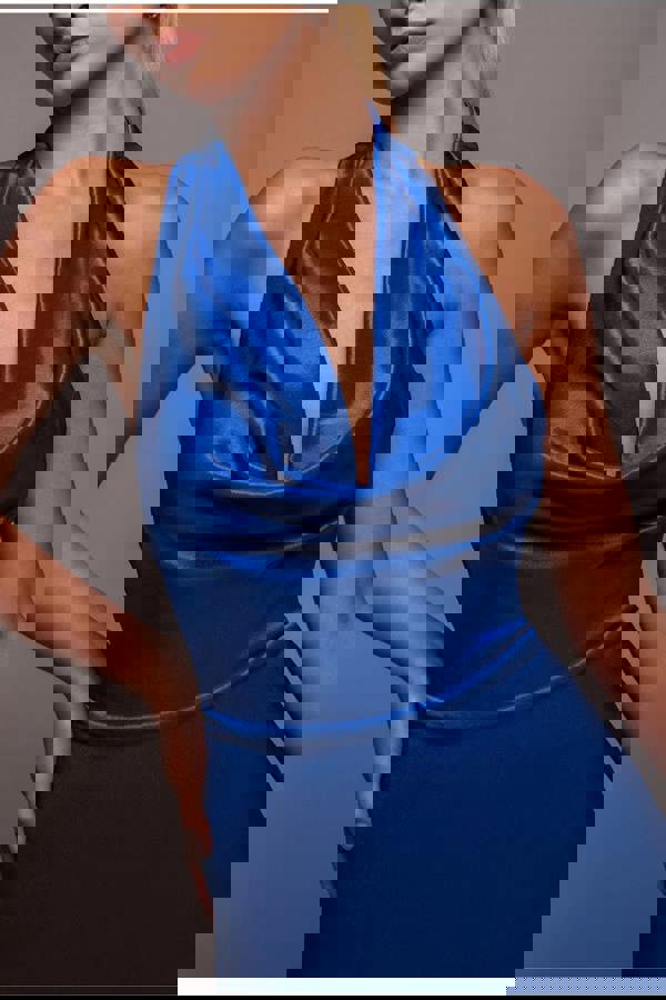 Halter Cowl Neck Back Maxi Dress - Royal Blue DR4387