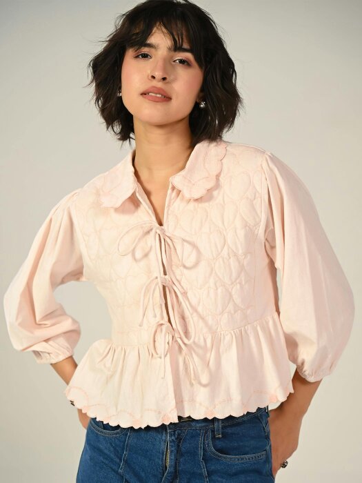 Rose & Nancy Jay Pink Cord Embroidered Jacket