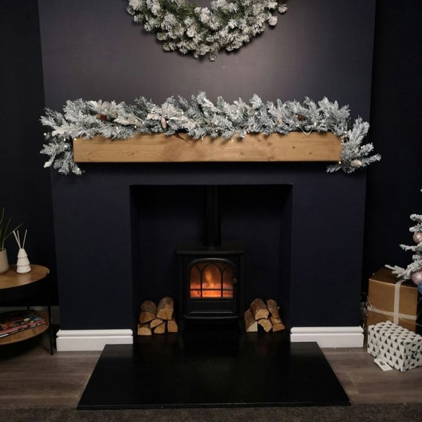 Samuel Alexander 1.8m Snowy Christmas Garland with Pinecones 96 Tips and 50 Warm White LED Lights