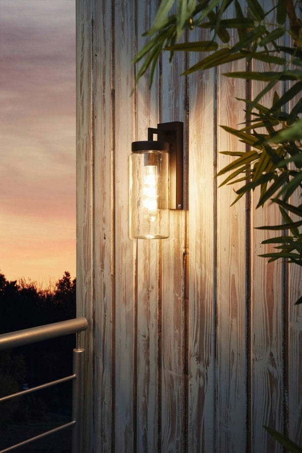 EGLO Bovolone 1-Light Modern Black Exterior Wall Lamp