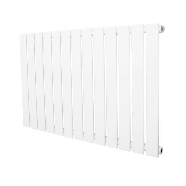 Flat single column radiator in sleek white finish, measuring 600 x 910mm, featuring a modern, minimalist design with smooth, flat panels