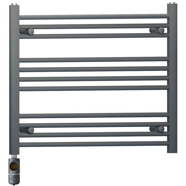 MYHOMEWARE 900 x 600 mm Anthracite Grey Electric Bathroom Towel Rail Radiator Heater With AF Thermostatic Electric Element Pre-Filled