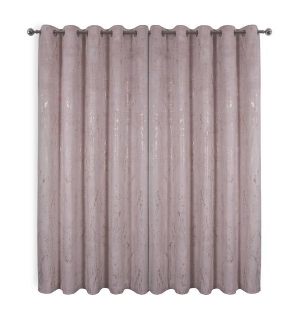 Smart Living Marble Effect Velvet Eyelet Curtain - Blush