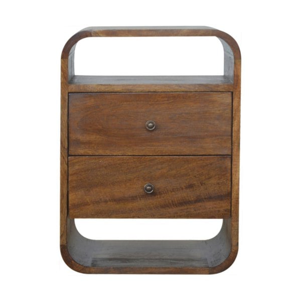 Artisan Furniture Solid Wood Chestnut Curve 2 Drawer Bedside
