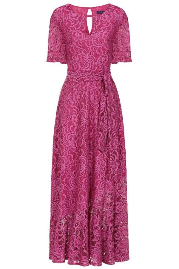 HotSquash Keyhole Lace Dress with Asymmetric Hem