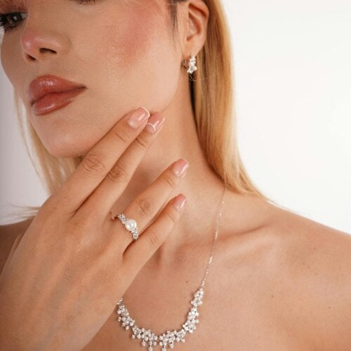 Spero London Pearl Radiance Sterling Silver Statement Necklace