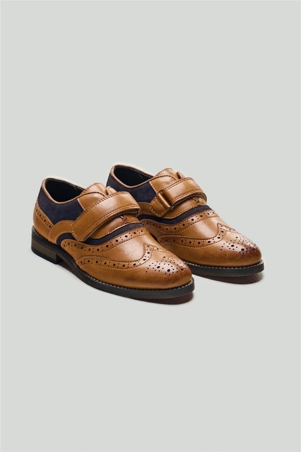 House of Cavani Boys Russel Tan/Navy Shoes