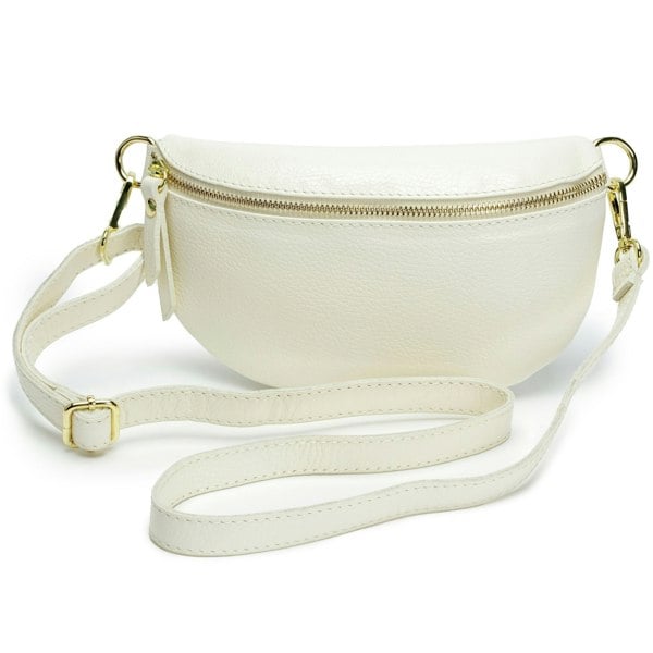Elie Beaumont Sling Bag - Ivory (Black/Gold Metallic Strap)