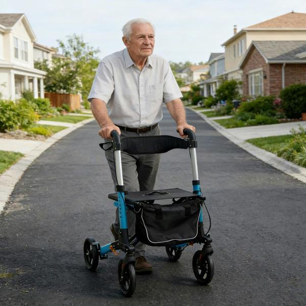 Gr8 Home Lightweight 4 Wheel Rollator Walker with Seat