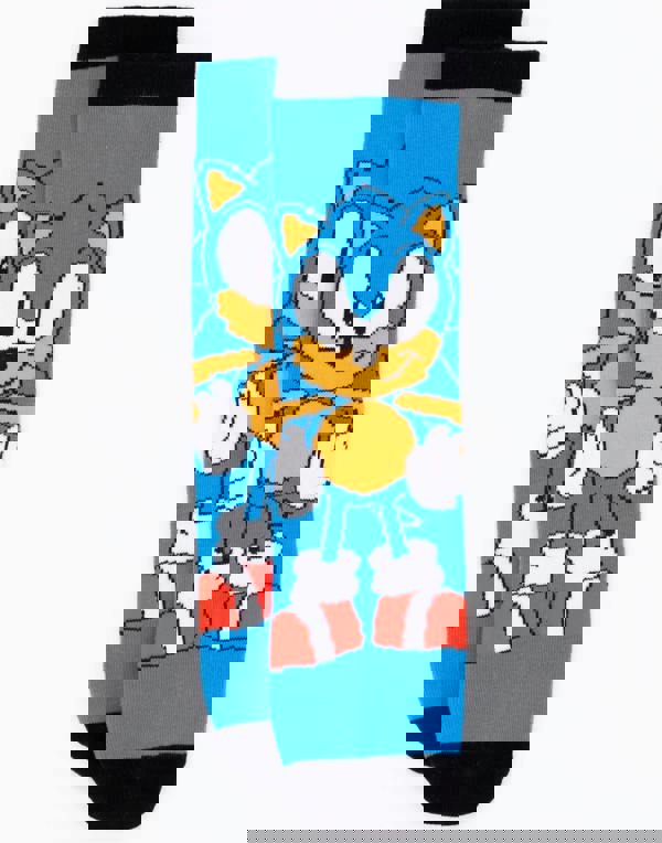 Sonic the Hedgehog Mens Black Sonic Calf Socks Set of 3