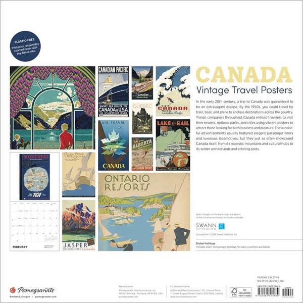 Canada, Vintage Travel Posters Calendar 2027, Wall Calendars, Month To View, Travel, Gift