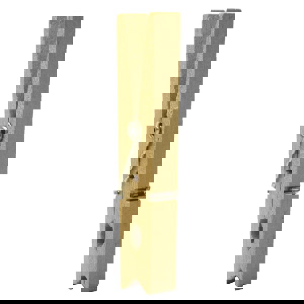 JVL Plastic Peg Basket, Grey with 24 Wooden Retro Pegs, Brown