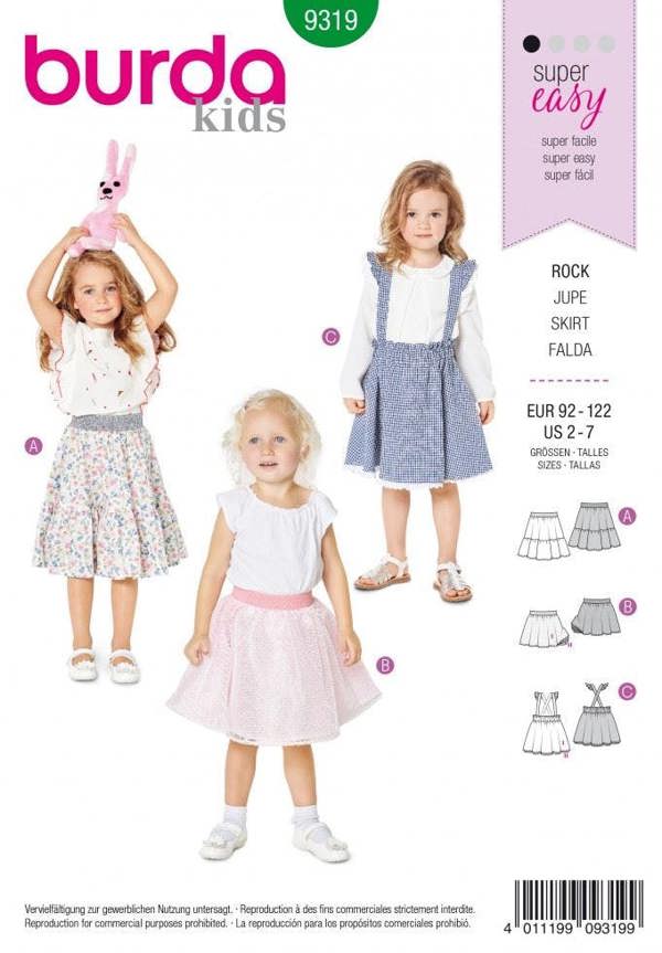 Burda Sewing Pattern 9319 Skirts For Kids, Ages: 2-7 - Easy