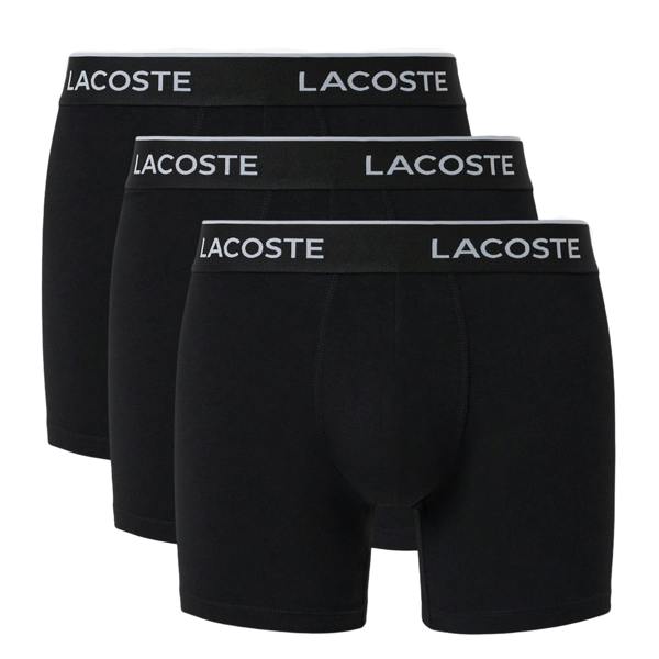 Lacoste 3 Pack Cotton Stretch Boxer Briefs Black