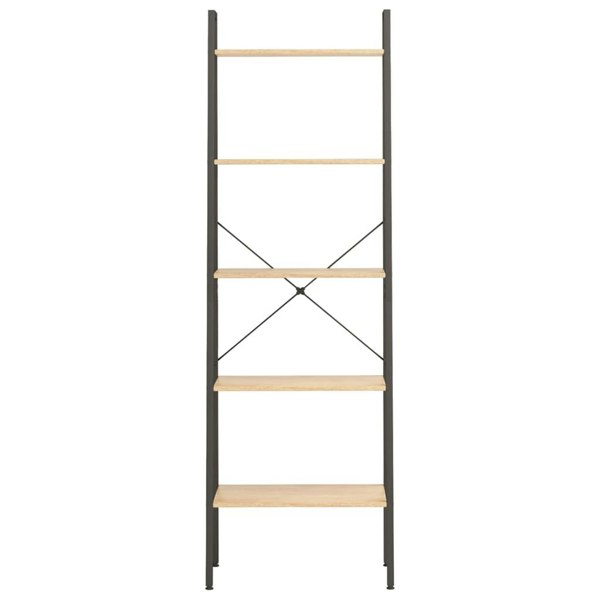 Berkfield 5-Tier Standing Shelf Light Brown and Black 56x35x174 cm