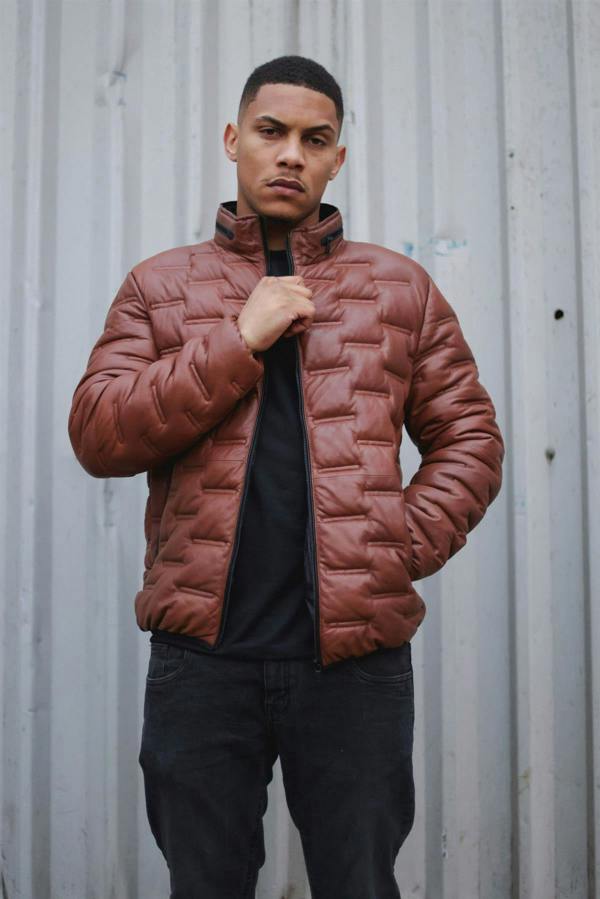 Infinity Leather Men's Puffer Quilted Bomber Leather Jacket - Recife