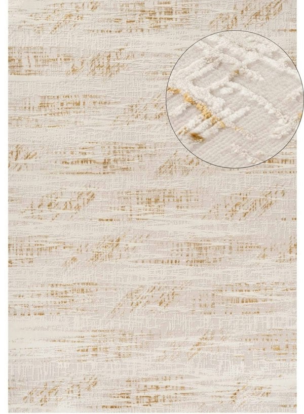 abstract rug, gold-cream colours, anti-allergic, and non-static properties