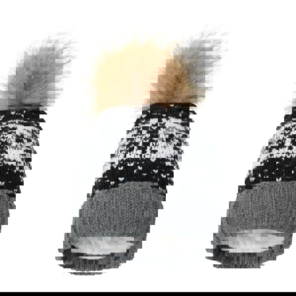 Mountain Warehouse Womens/Ladies Fair Isle Pom Pom Beanie - Black - 