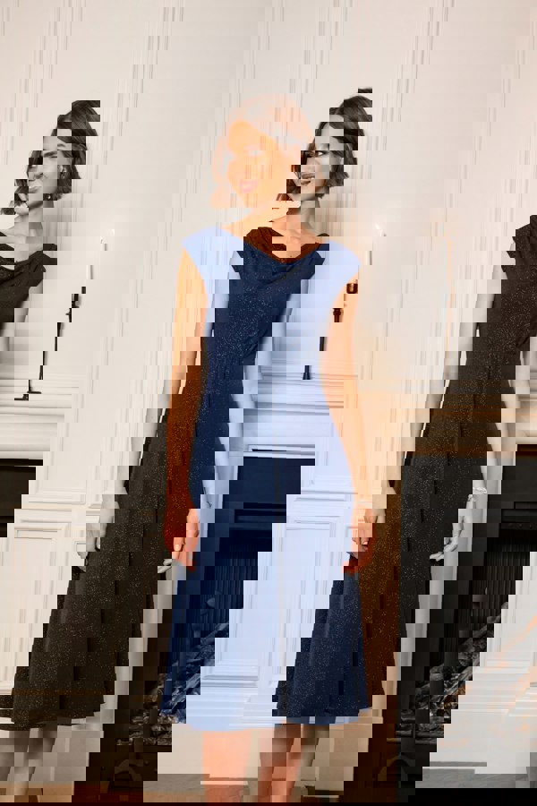 Alie Street London Darcie Cowl Neck Dress (Glitter Blue)