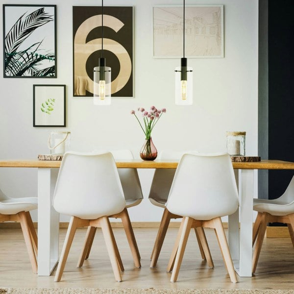 EGLO Montefino Cylindrical Glass Pendant Light