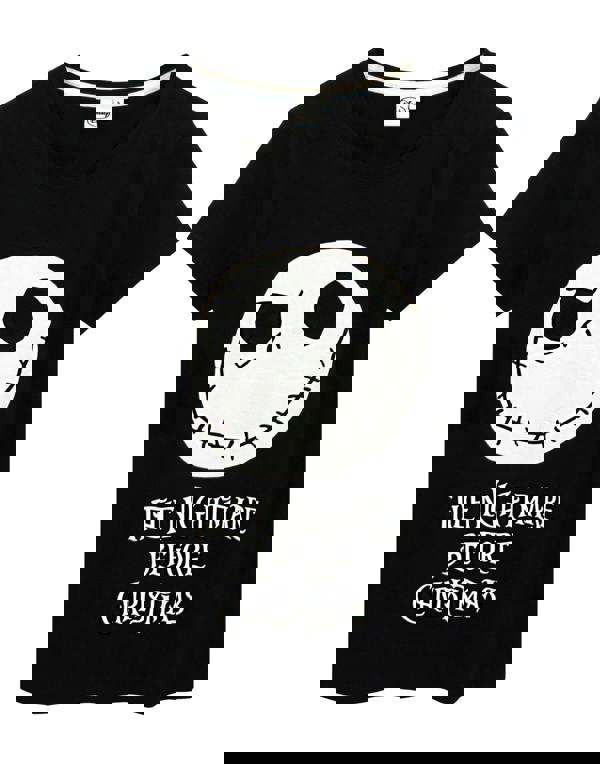 Disney The Nightmare Before Christmas Womens Black Jack Skellington Placement & All-Over Print Short Sleeve Long Leg Pyjama Set