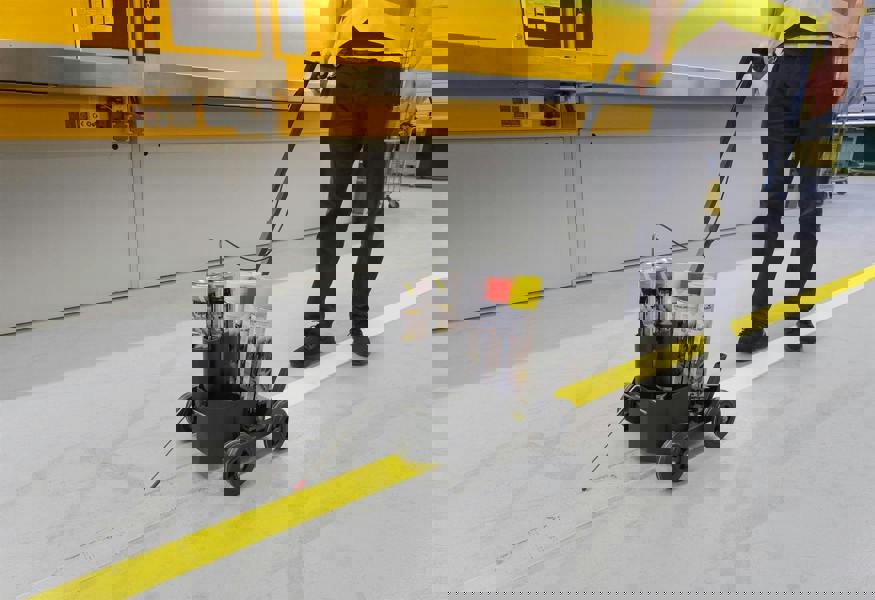 Durable DURALINE EasyTrack Floor Marking Trolley | Adjustable Spray Paint Tool