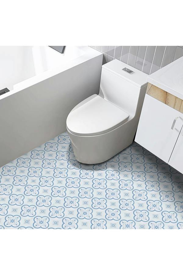 Living and Home 10Pcs Self Adhesive Floral Pattern PVC Wall & Floor Tile Stickers for Bathroom Kitchen Living Room Bedroom, 20 x 20cm(0.4㎡)
