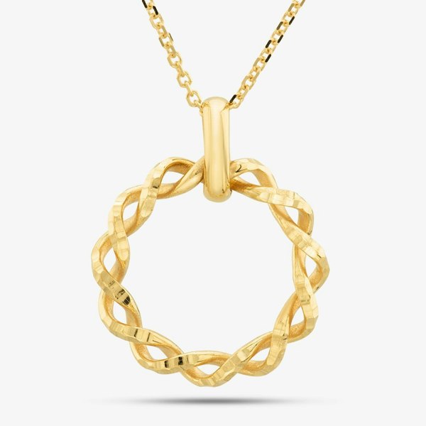 T. H. Baker 9ct Yellow Gold Diamond Cut Twist Circle Necklace 1.19.0414