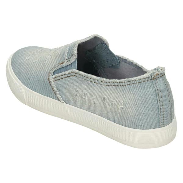 Spot On Ladies Spot On Distressed Denim Slip On Pumps