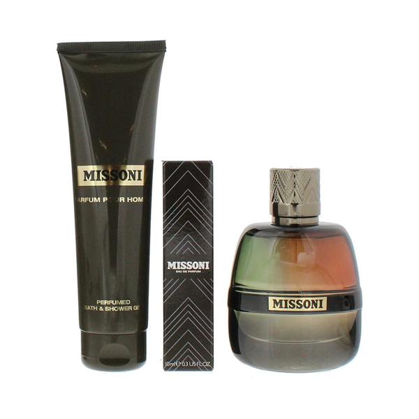 Missoni Eau de Parfum 100ml, 10ml Travel Spray + Shower Gel 150ml Gift Set for Him