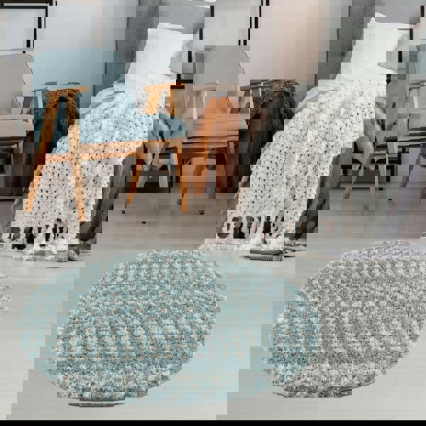 Shaggy blue rug High Quality Elegant Moroccan Pattern