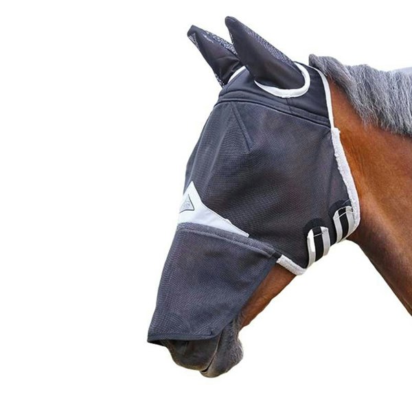 Shires Field Durable Horse Fly Mask With Ears & Nose - Black