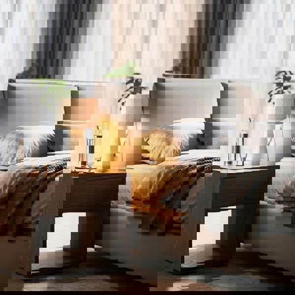 Designer Table Lamp with Cream Wool Base and Shade with Inner Lining Image 7