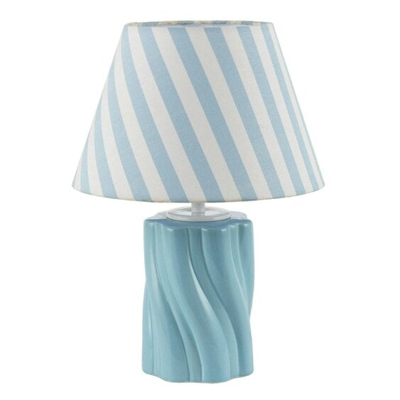 Happy Homewares Glossy Sky Blue Glazed Ceramic Lamp with Sculptural Twisted Base