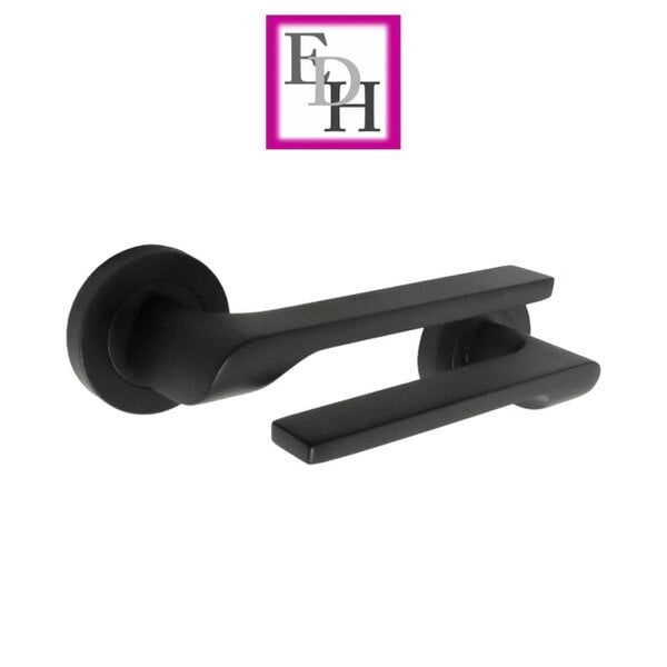 EDH Door Hardware Modern Matt Black Door Handles Internal - Uno-2 Lever Latch On Rose