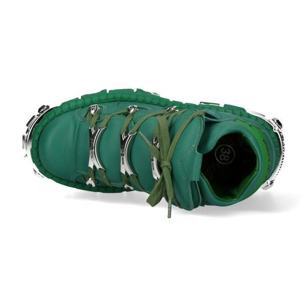 New Rock M-106WALL-C29 Metallic Green Leather Gothic Ankle Boots