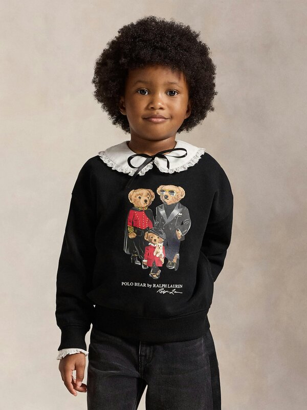 Ralph Lauren Kids Ralph Lauren Girls Polo Bear Family Sweatshirt in Black