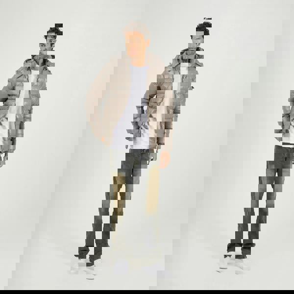 Brave Soul Taupe Hooded Padded Puffer Jacket with Detachable Hood - Taupe Image 3