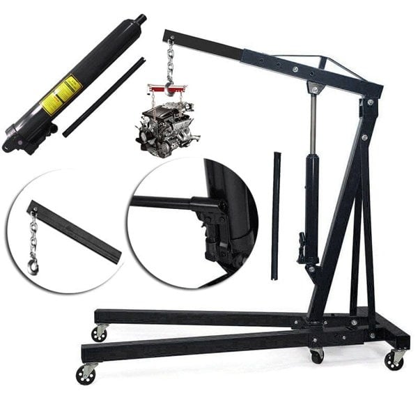 Portable Hydraulic Engine Crane 2 Ton 4400lb Folding Hoist with Hooks Living and Home