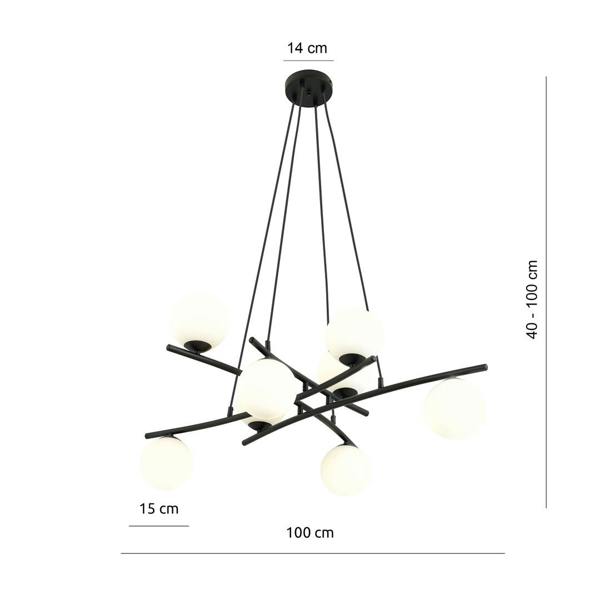 Emibig ESSA Pendant lamp 8 x E14 Black with White Shade