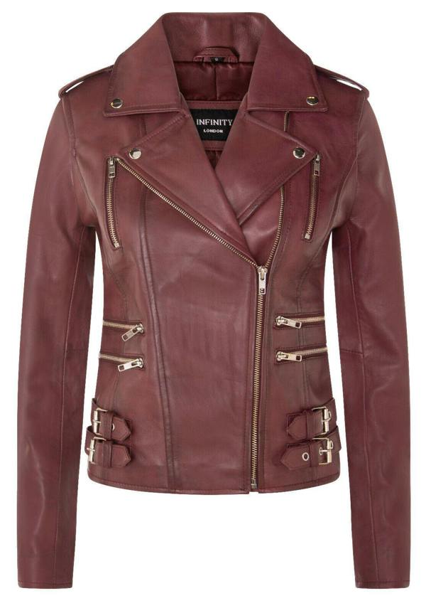 Infinity Leather Womens Leather Brando Biker Jacket - Orlando