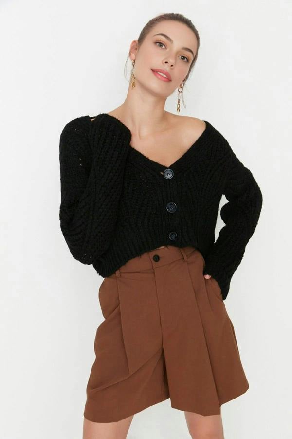 WOVCOR Soft Textured Crop Knit Cardigan