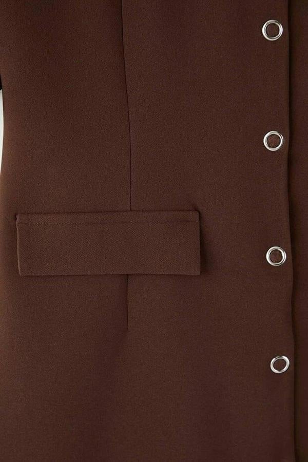 WOVCOR Buttoned Mini Woven Plus Size Dress