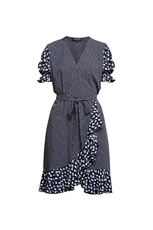 Rumour London Myla ruffled wrap dress with short sleeves in floral print