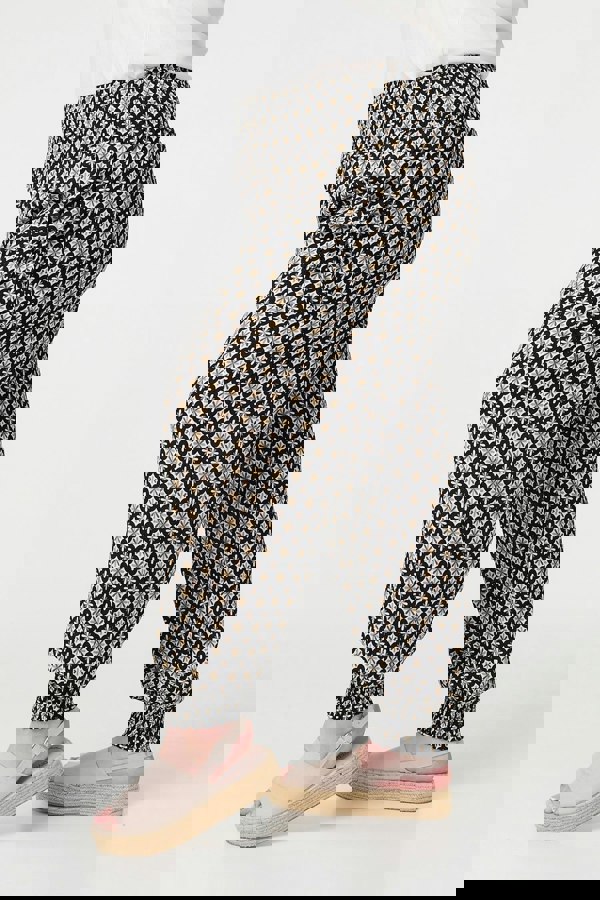 Black | Mosaic Print Shirred Harem Pants