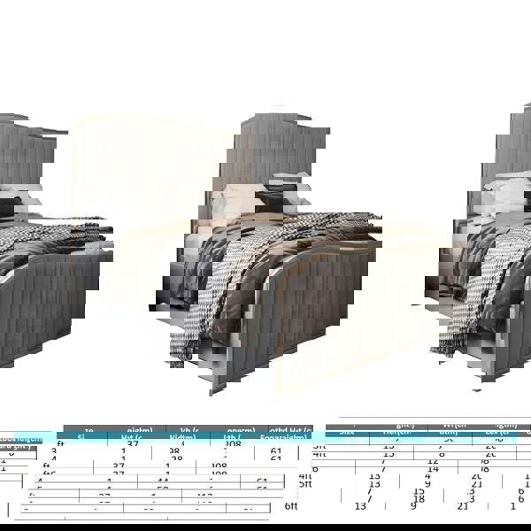 Casa Magna Brixton Upholstered Soft Velvet Metal Bed Frame - Grey