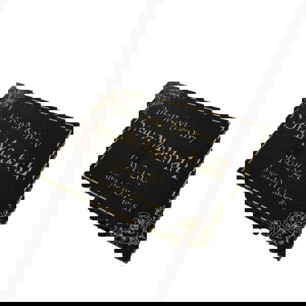 Memorials Direct Granite Memorial Plaque, Floral Border, Stand Included