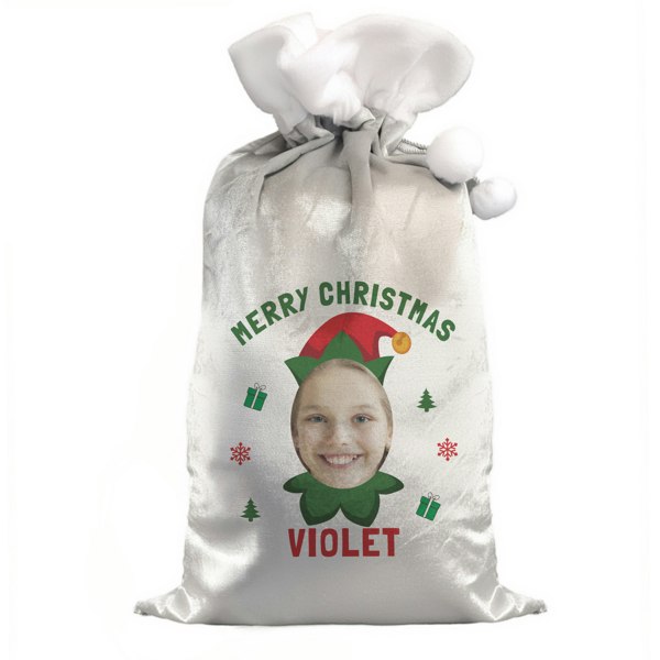 Personalised Memento Company Personalised Photo Upload Elf Christmas Sack